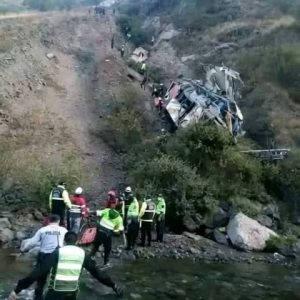 BREAKING NEWS At least 23 dead after bus falls into a chasm in...